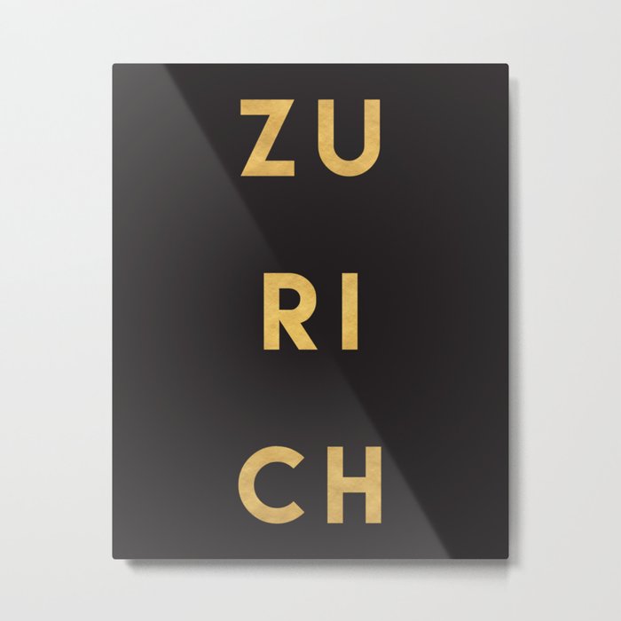 ZURICH SWITZERLAND GOLD CITY TYPOGRAPHY Metal Print