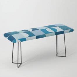 Abstract Mid Century Modern - Shades of blue Bench