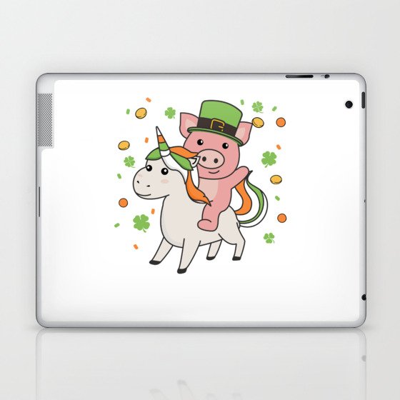 Pig With Unicorn St. Patrick's Day Ireland Laptop & iPad Skin