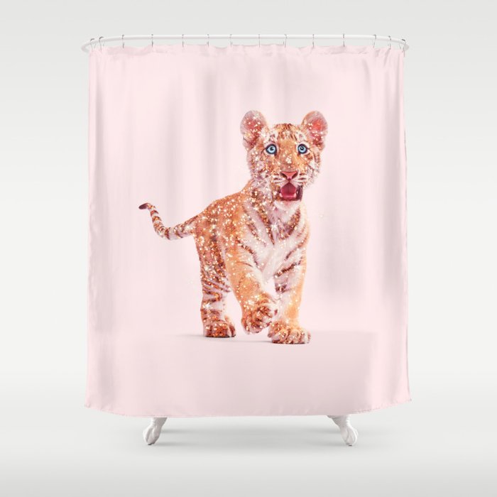 Glitter Tiger Shower Curtain By, Tiger Shower Curtain