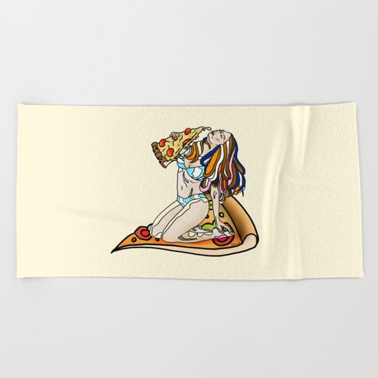 Pizza Girl Beach Towel