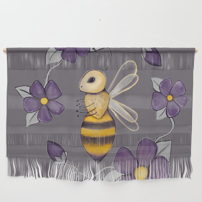Bee Blossoms with gray Wall Hanging