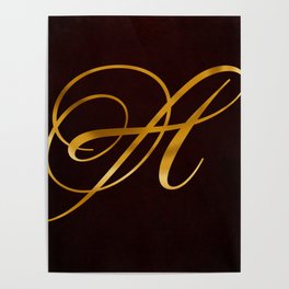 Golden letter A in vintage design Poster