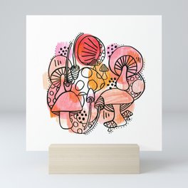 mushroom and moon Mini Art Print