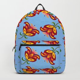 Peaceful Offering Hand Painted Oil Floral, Blue Backpack