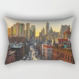 New York City skyline | Manhattan Bridge Sunset | Travel Photography Rectangular Pillow