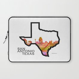 Texas State Map with San Antonio Skyline Laptop Sleeve