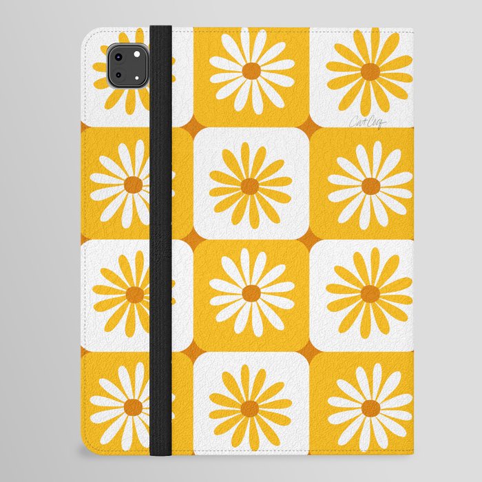 Checkered Daisies – Yellow iPad Folio Case