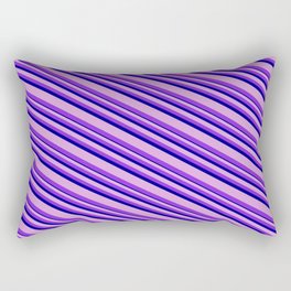 [ Thumbnail: Plum, Purple & Dark Blue Colored Lines Pattern Rectangular Pillow ]