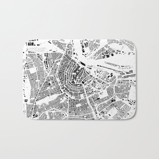 Amsterdam Map Schwarzplan Only Buildings Bath Mat