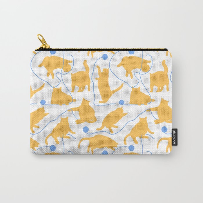 Fat Orange Cats and Blue Yarn Carry-All Pouch
