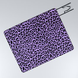 2000s leopard_black on purple Picnic Blanket