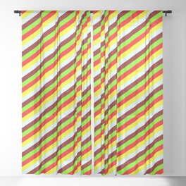[ Thumbnail: Colorful Green, Red, Yellow, Light Cyan & Maroon Colored Pattern of Stripes Sheer Curtain ]
