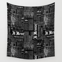 Black And White Collage Of Grunge Newspaper Fragments Wall Tapestry