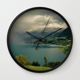 arising storm over lake lucerne Wall Clock