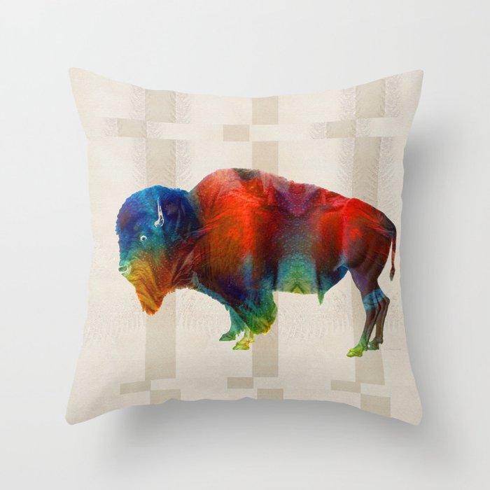 Buffalo Animal Print - Wild Bill - By Sharon Cummings Throw Pillow