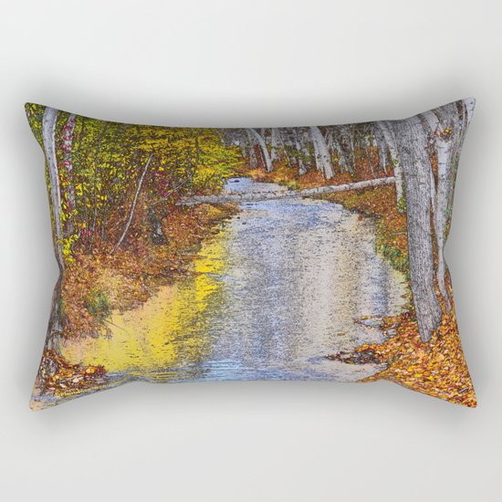 Autumn Stream - Watercolor Rectangular Pillow