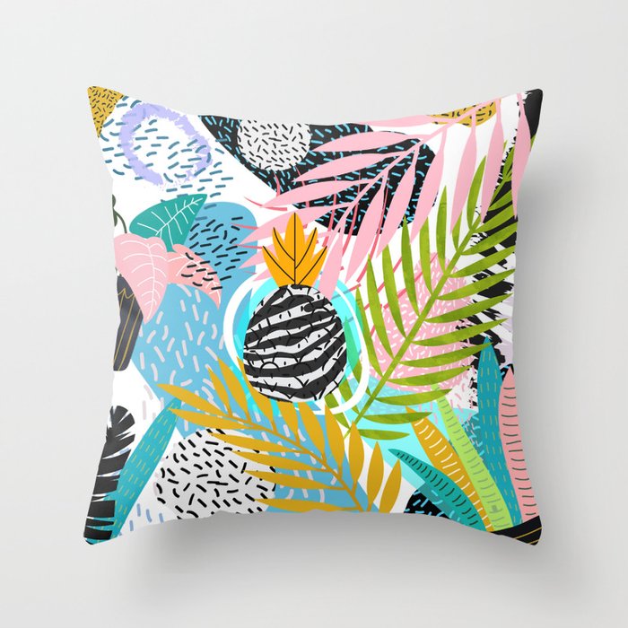 abstract palm leaves Throw Pillow