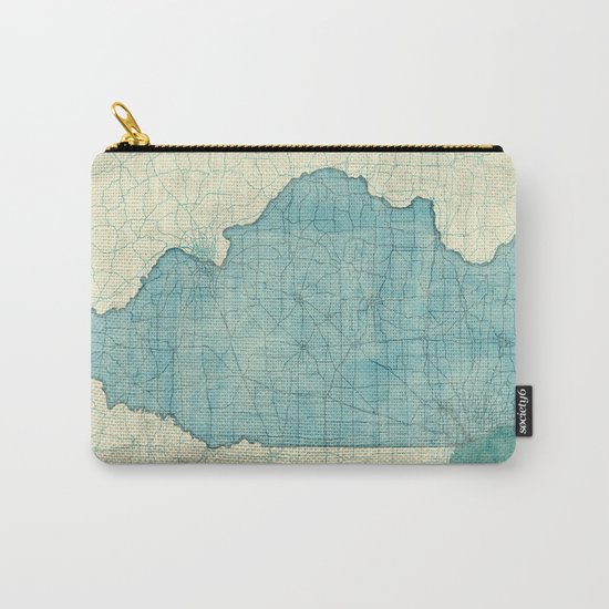 Illinois State Map Blue Vintage Carry-All Pouch