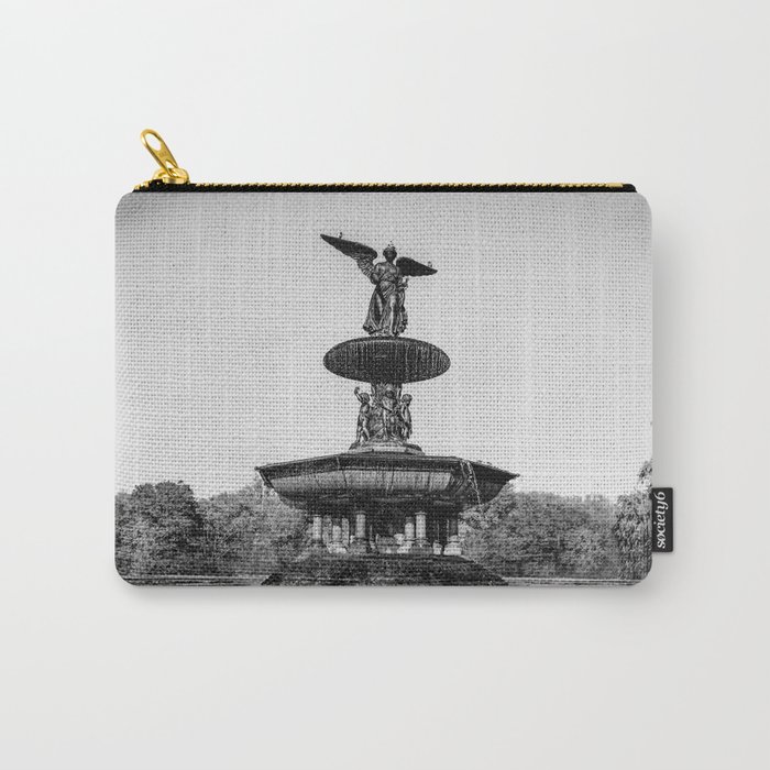 New York City Bethesda Fountain in Central Park black and white Carry-All Pouch