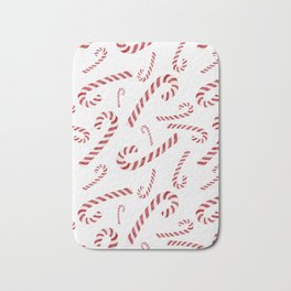 Candy Cane Dreams - red and white pattern Bath Mat | Christmas, Festive, Red, Graphicdesign, Digital, Scatter, White, Modern, Traditional, Watercolor 