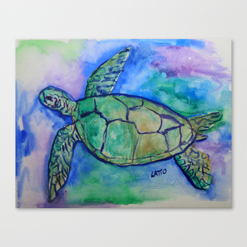 Sea Turtle Watercolor Painting Canvas Print By Donnabellas Society6