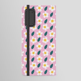 Little White Daisy Flowers On Pink Pattern Android Wallet Case