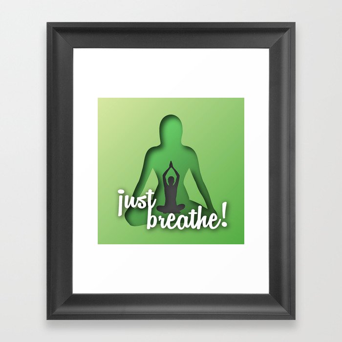 Yoga and meditation quotes paper cut out effect green Framed Art Print