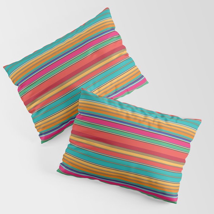 Colorful stripes Serape Saltillo Mexican sarape blanket vibrant zerape jorongo zarape pattern Pillow Sham