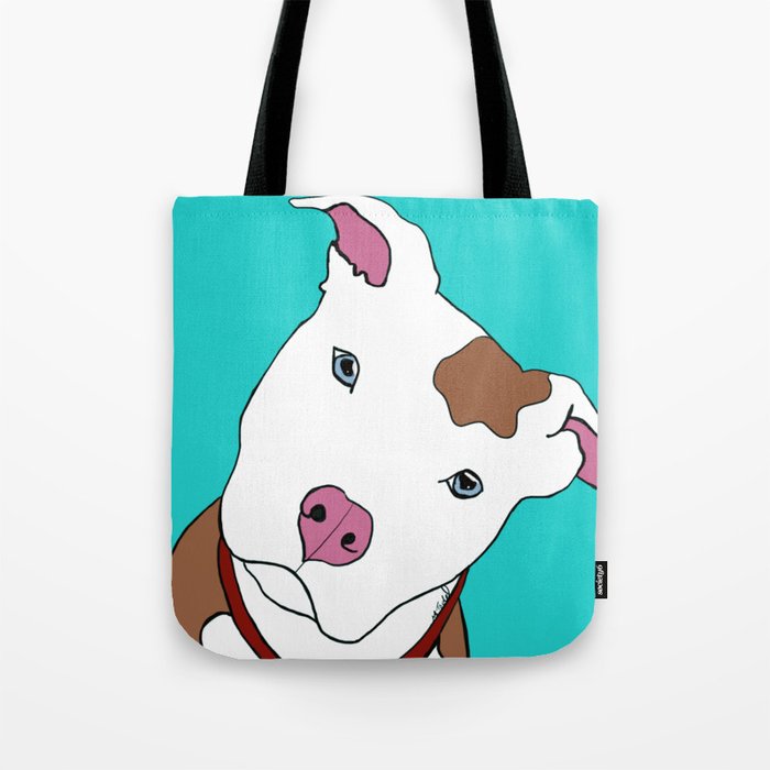 Pit bull Tote Bag | Drawing, Pitbull, Dog, Pit-bull, Pibble, White-brown-pitbull, White, Brown