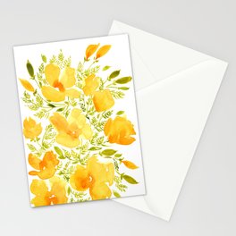 Watercolor California poppies (Quad set, #2) Stationery Card