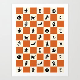 Halloween Checker - Pumpkin Spice Art Print
