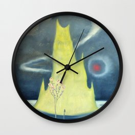 Yellow Island and Rose Tree landscape painting by Marguerite Blasingame Wall Clock