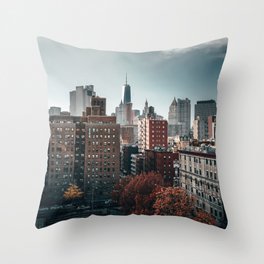 New York City skyline above Chinatown neighborhood in Manhattan Throw Pillow
