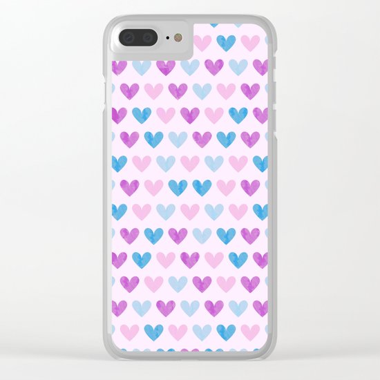Colorful hearts VII Clear iPhone Case