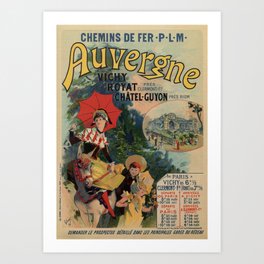 Vintage Auvergne French travel advertising Art Print