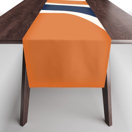 Abstract Shapes 66 in Vintage Orange and Navy Blue Table Runner