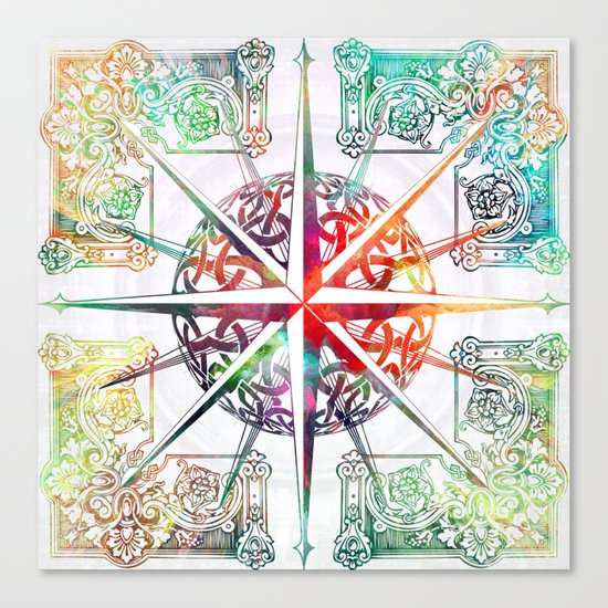 Travellers Spirit Colourful Celtic Compass Design Canvas Print