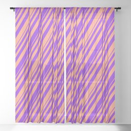 [ Thumbnail: Purple & Light Salmon Colored Striped/Lined Pattern Sheer Curtain ]