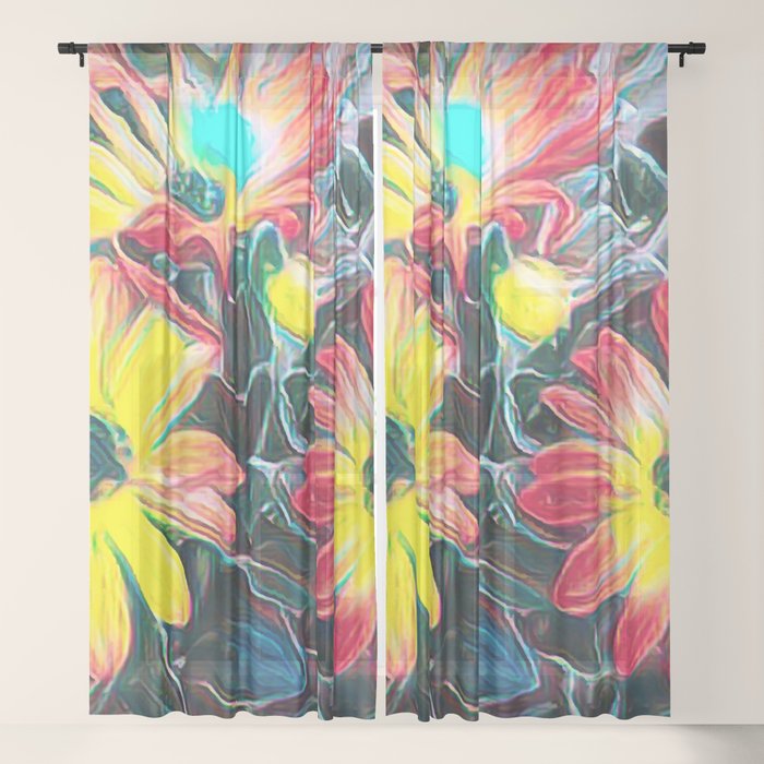 Abstract Gerbera Daisy Sheer Curtain By Spetenfia Society6