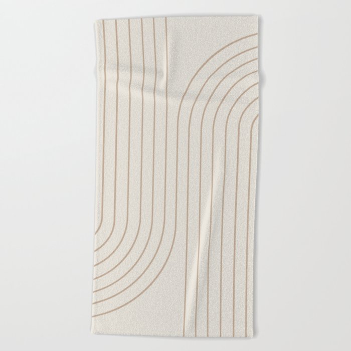 Minimal Line Curvature V Natural Neutral Mid Century Modern Arch Abstract Beach Towel