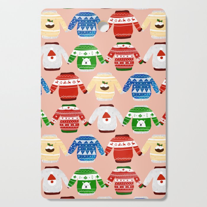 Christmas Ugly sweater Pink Cutting Board