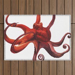 Red octopus Outdoor Rug