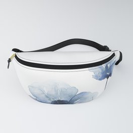 Blue Watercolor Poppies Fanny Pack