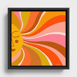 Sunshine Swirl – Retro Ochre Framed Canvas
