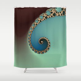 Teal Loop - Fractal Art  Shower Curtain
