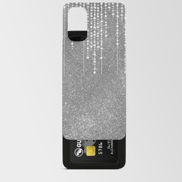 Glamorous Girly Silver White Glitter Drips Android Card Case