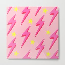 Lightning Pink Background Y2K Pattern Metal Print | Sky, Yellow, Light, Bolt, Galaxy, Thunderstorm, Pop Art, Graphicdesign, Electric, Weather 