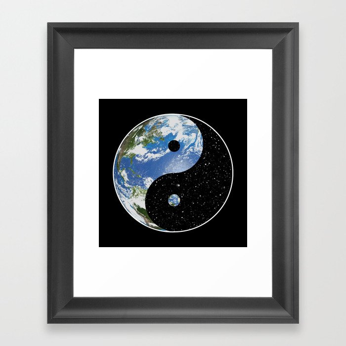 Earth / Space Yin Yang Framed Art Print