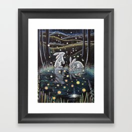 Sweet Rabbits In Moonlight Framed Art Print